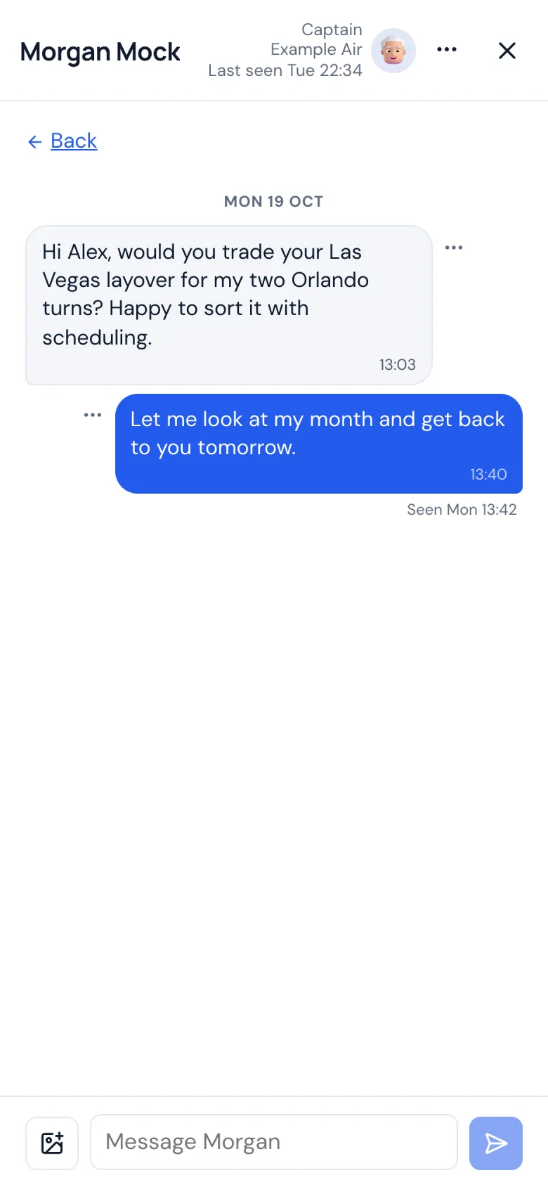 A conversation between two crew members on a phone